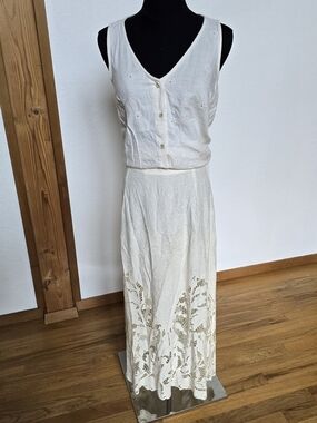 Cream Lace Panel Maxi Skirt - Classic Feminine Style